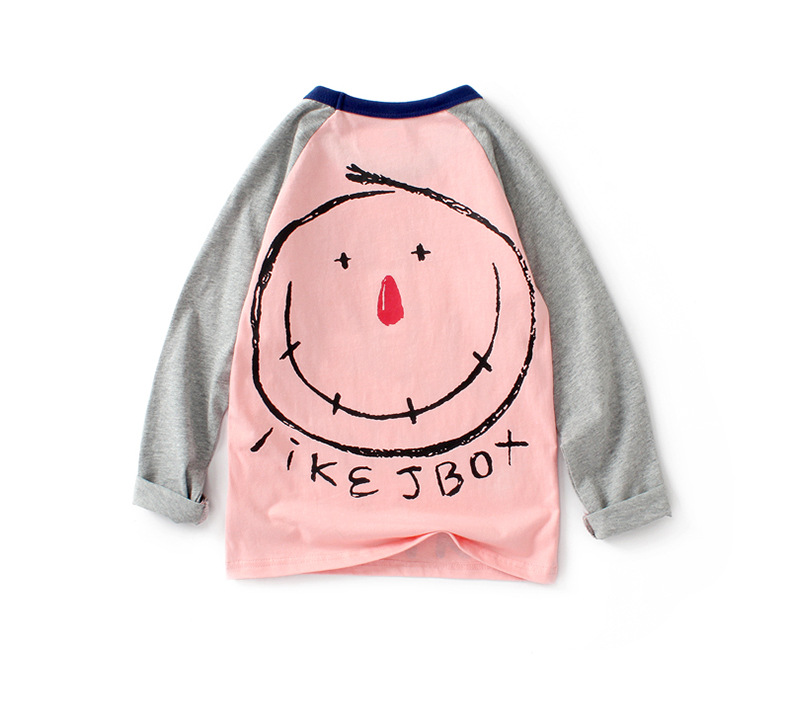 Kids Tees For Girls Cartoon Long Sleeve Boys T-shirt Cotton Tops Smiley Face Tees Children Clothes