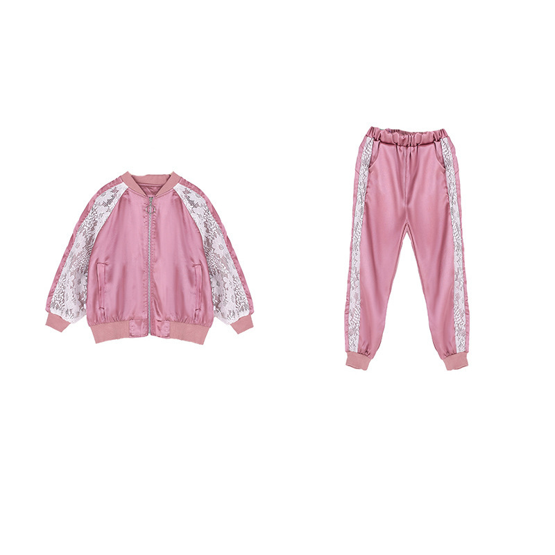 Midodo Kids Sports Girls Clothing Sets Lace Tops + Pants 2 Piece Kids Tracksuits Casual Kids Outfit