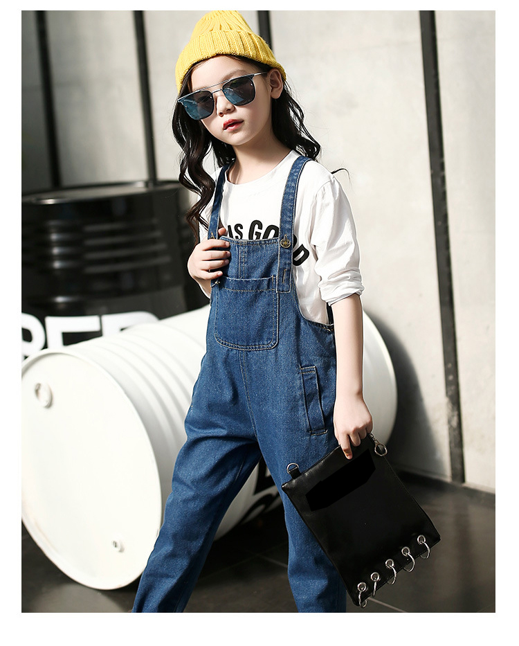 Baby Girls Jeans for Kids Denim Overalls Simple Casual Jeans Pants Denim Jumpsuit 4-14T 18957