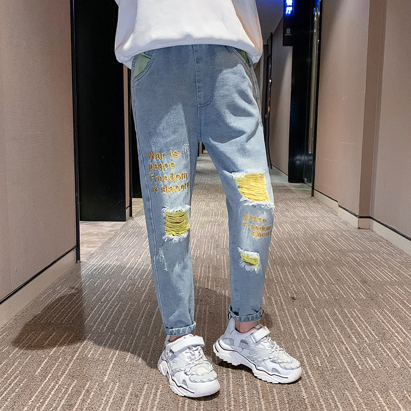 Kids Hole Trousers For Girls Denim Pants Spring Girls Jeans Children Boys Hole Jeans  18918