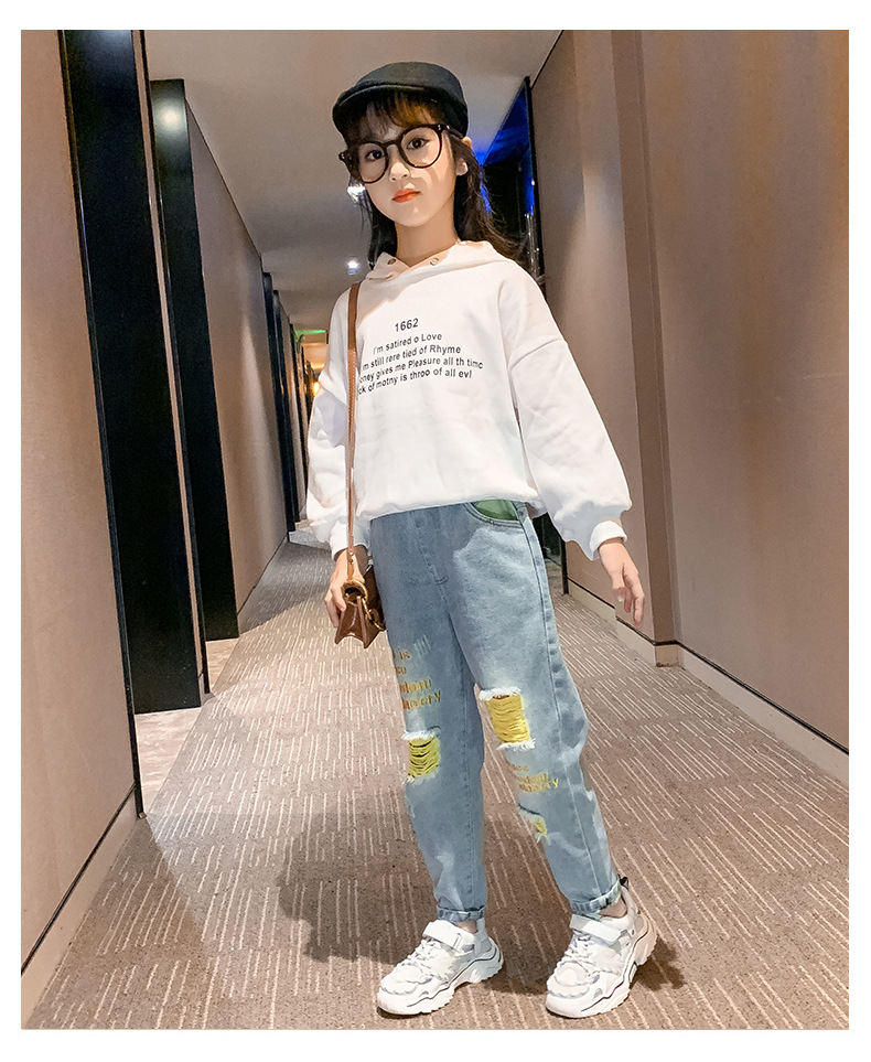 Kids Hole Trousers For Girls Denim Pants Spring Girls Jeans Children Boys Hole Jeans  18918