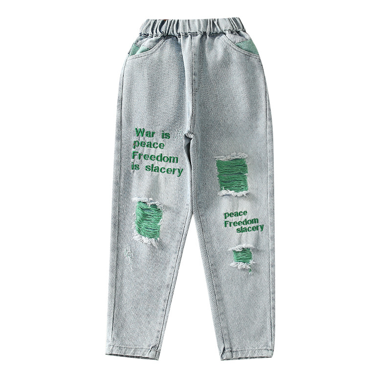 Kids Hole Trousers For Girls Denim Pants Spring Girls Jeans Children Boys Hole Jeans  18918