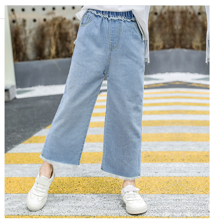 Teenage Girls Jeans Cotton Loose Pants Spring Kids Clothes Baby Wide Leg Jeans Casual Trousers 18909