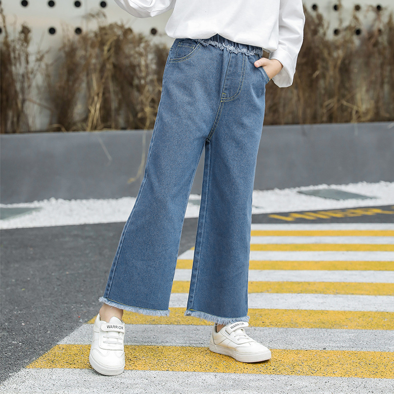 Teenage Girls Jeans Cotton Loose Pants Spring Kids Clothes Baby Wide Leg Jeans Casual Trousers 18909
