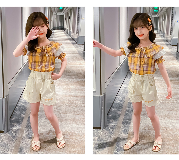 Kids Girls Clothing Sets Short Sleeve Shirt & Shorts 2Pcs Summer Girls Outfits 2-12 Yrs 19232