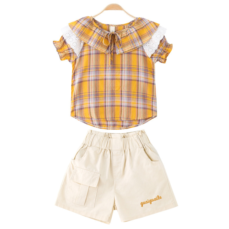 Kids Girls Clothing Sets Short Sleeve Shirt & Shorts 2Pcs Summer Girls Outfits 2-12 Yrs 19232