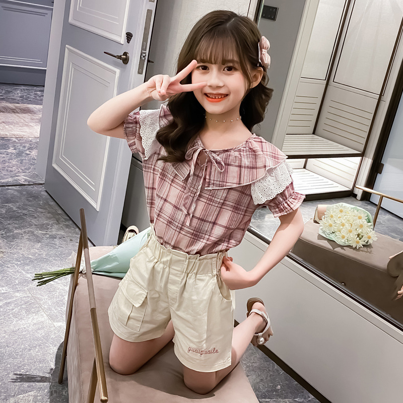 Kids Girls Clothing Sets Short Sleeve Shirt & Shorts 2Pcs Summer Girls Outfits 2-12 Yrs 19232