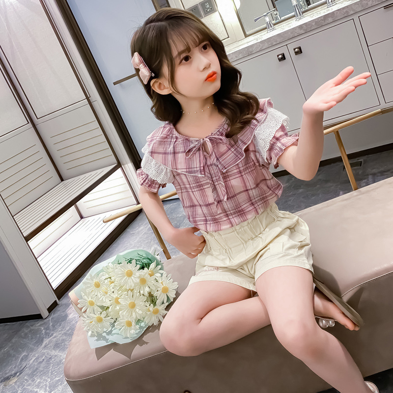 Kids Girls Clothing Sets Short Sleeve Shirt & Shorts 2Pcs Summer Girls Outfits 2-12 Yrs 19232