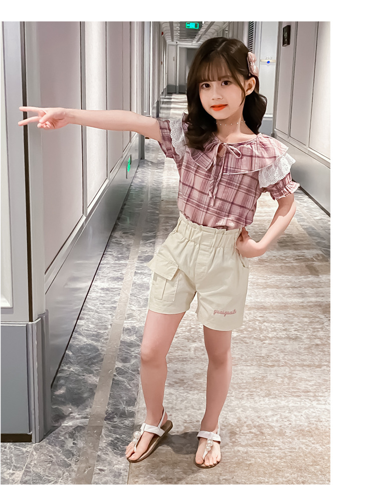 Kids Girls Clothing Sets Short Sleeve Shirt & Shorts 2Pcs Summer Girls Outfits 2-12 Yrs 19232