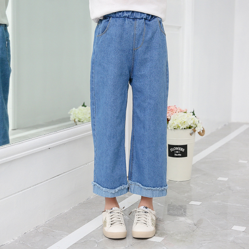 Kids Jeans Girl Wide Leg Pants Girls Denim Pants Elastic Waist Jeans For Girls  Casual Trousers