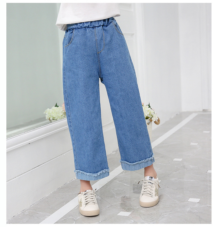 Kids Jeans Girl Wide Leg Pants Girls Denim Pants Elastic Waist Jeans For Girls  Casual Trousers