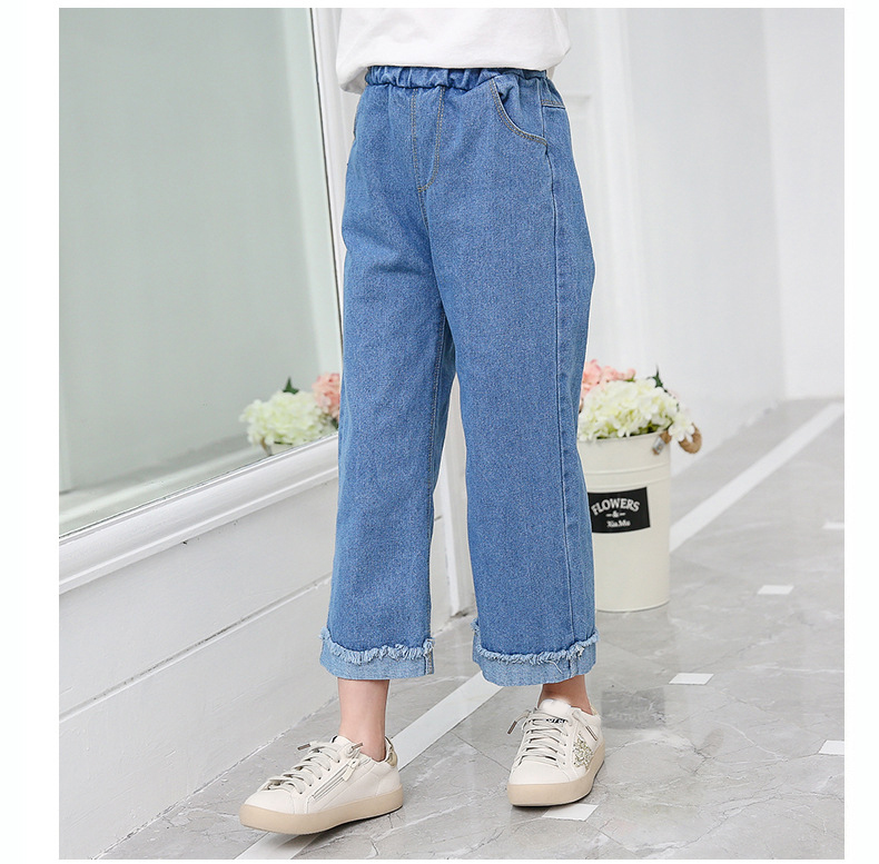Kids Jeans Girl Wide Leg Pants Girls Denim Pants Elastic Waist Jeans For Girls  Casual Trousers