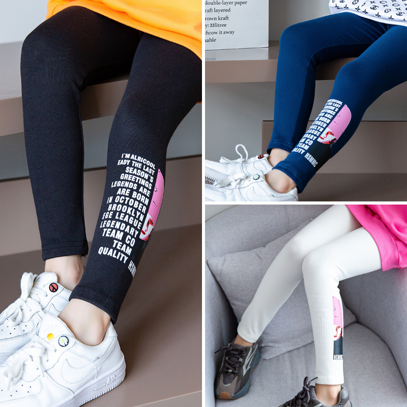 Kids Leggings Children Spring Autumn Trousers Girls Printing Cute Pants Cotton All-match Trousers
