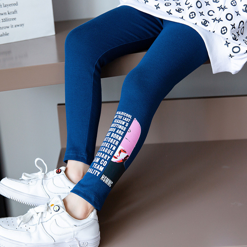 Kids Leggings Children Spring Autumn Trousers Girls Printing Cute Pants Cotton All-match Trousers