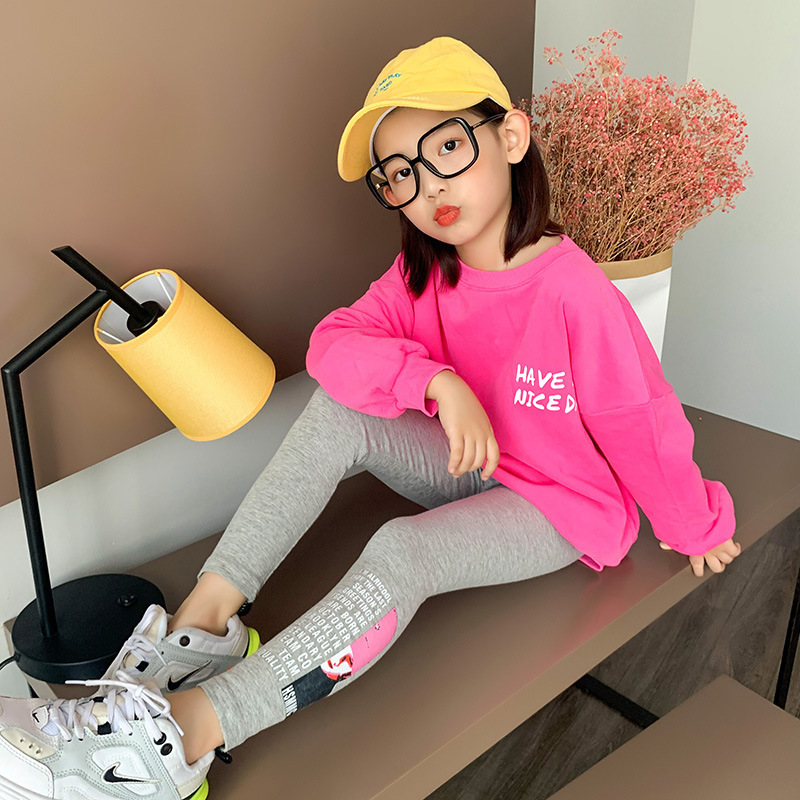 Kids Leggings Children Spring Autumn Trousers Girls Printing Cute Pants Cotton All-match Trousers