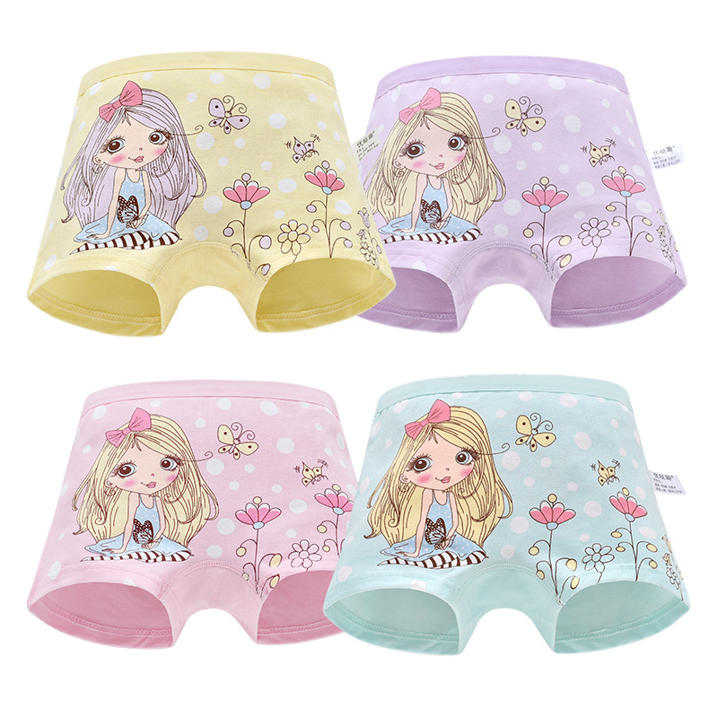 Midodo Children Girls Cotton Underwear Panty Boxer Baby Kids Lovely Cute Underpants 4pcs/lot