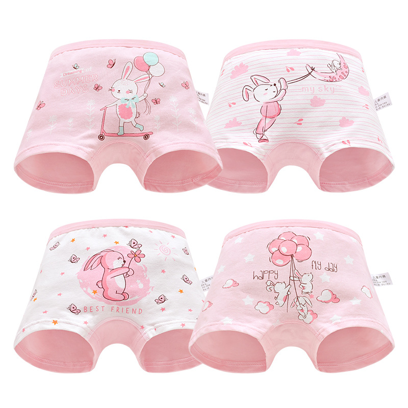 Midodo Children Girls Cotton Underwear Panty Boxer Baby Kids Lovely Cute Underpants 4pcs/lot