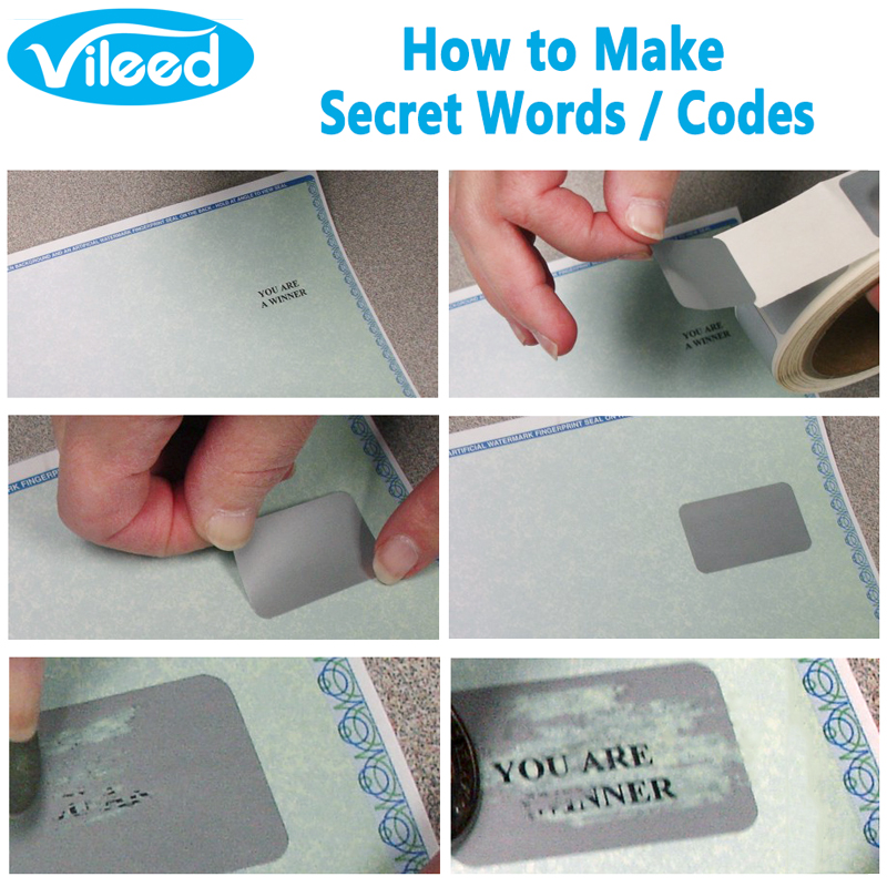 Vileed Scratch Off Stickers Cover to Hide Secret Code Vendor Awards Office Security Raffle Label DIY