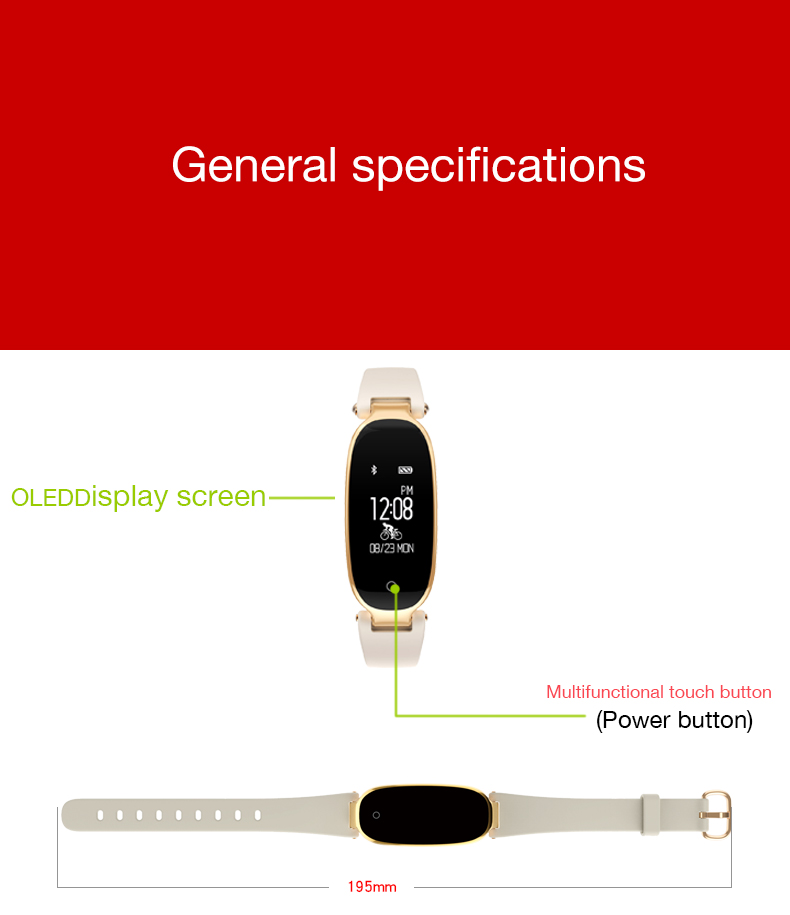 Bluetooth Waterproof S3 Smart Watch Fashion Women Ladies Heart Rate Monitor Smartwatch yellow S3 K-gold + black a 5