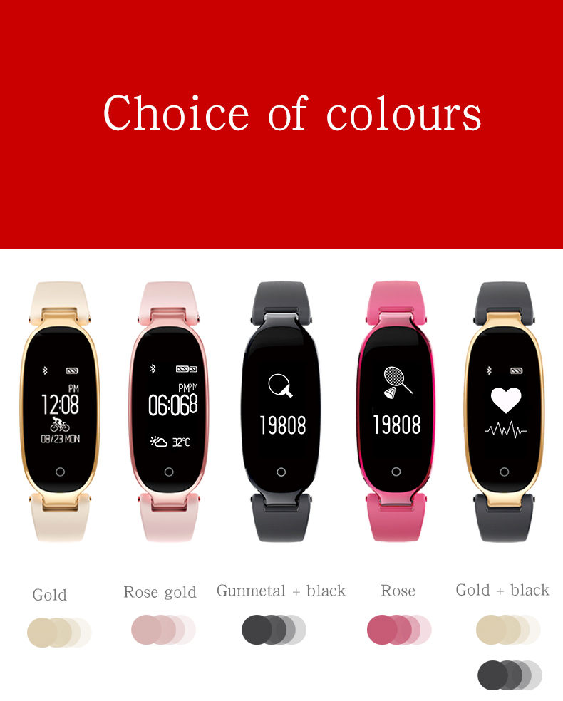 Bluetooth Waterproof S3 Smart Watch Fashion Women Ladies Heart Rate Monitor Smartwatch yellow S3 K-gold + black a 1