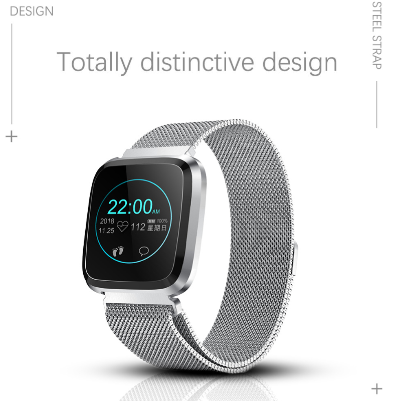 New L18 smart bracelet 1.3 color screen full metal heart rate blood pressure IP68 pedometer sleep silvery steel one 1
