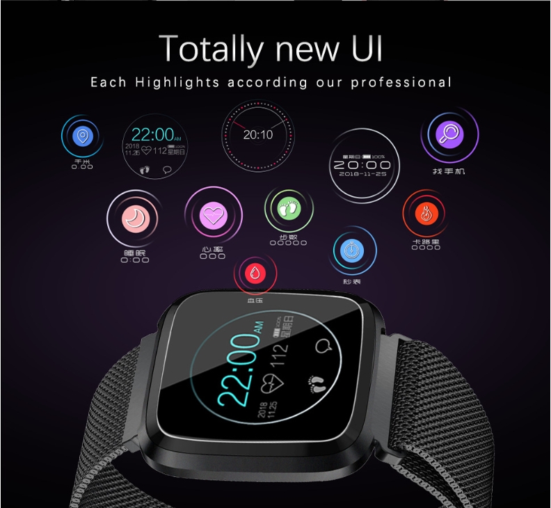 New L18 smart bracelet 1.3 color screen full metal heart rate blood pressure IP68 pedometer sleep silvery steel one 14