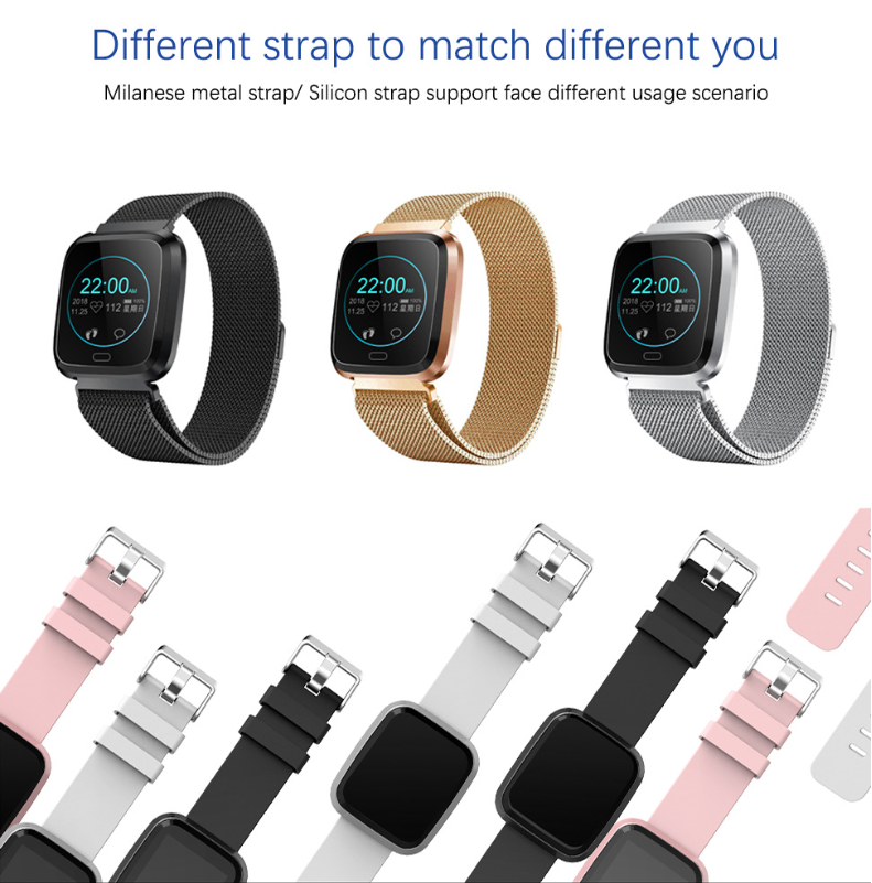 New L18 smart bracelet 1.3 color screen full metal heart rate blood pressure IP68 pedometer sleep silvery steel one 13