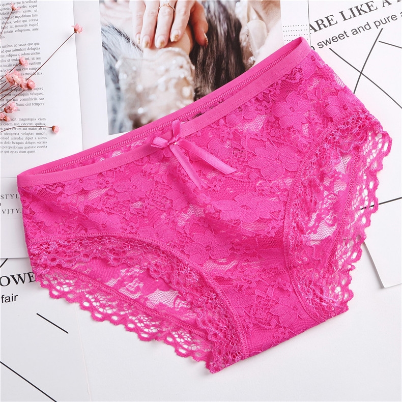 Women Underwear Brief Non-Trace Ice Silk Breathable Midwaist Solid Color  5PC 