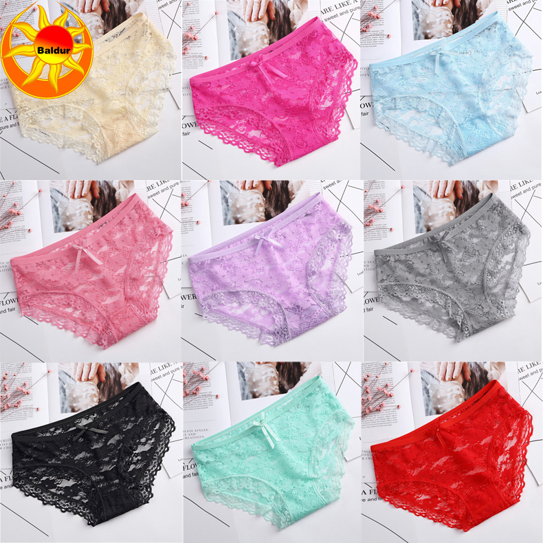 10 Pack Women’s lace underwear Ladies lingerie low waist panties solid color briefs underwear is close-fitting Multi-color random collocation non-refundable