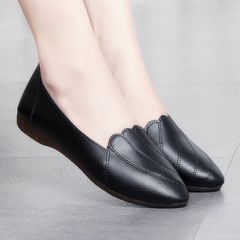 Women’s shoes ladies pointed toe shoes soft work court shoes PU leather shoes Court Shoes Buy a size larger than usual Black 41