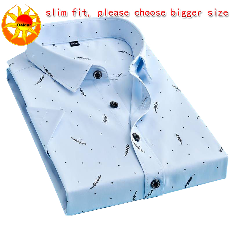 Blue and white are visible Men's Clothes Short sleeve slim fit Shirts Feather Printed Shirts Youth business casual shirt boys Classic square neck Shirts