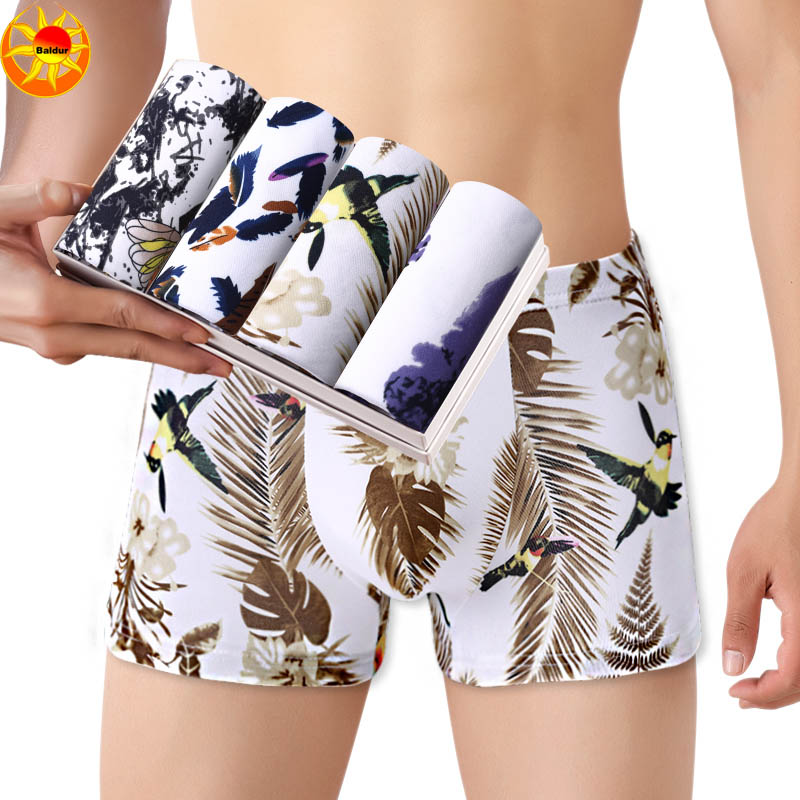 4 Pack Men's Breathable Underwear Fashion Underwear Boxer Briefs Chinese size Buy a larger size than usual Soft and comfortable breathable fabric underwear