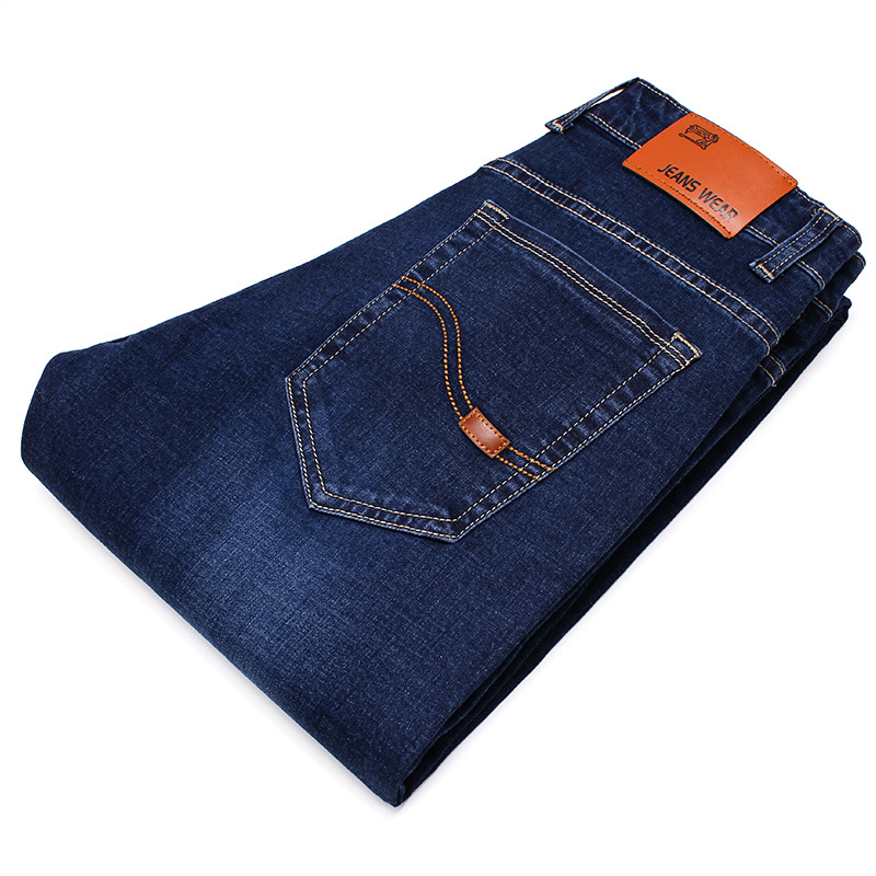 Men's Loose Straight Middle Waist Thin Jeans Boy's Leisure Youth Pants Men's Trousers Business pants Blue Mid-rise stretch  jeans Classic men's slacks