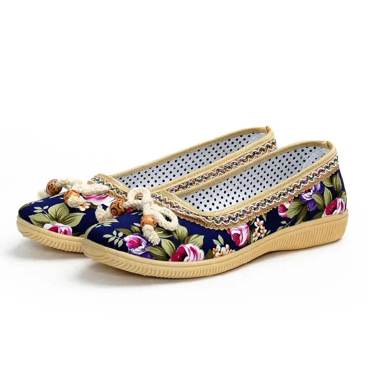 Random asymmetrical pattern Ladies Fashion Single Shoes Women's Bowknot Canvas Shoes Flat Bottom Cloth Shoes Comfortable Soft Bottom Shoes Casual shoes