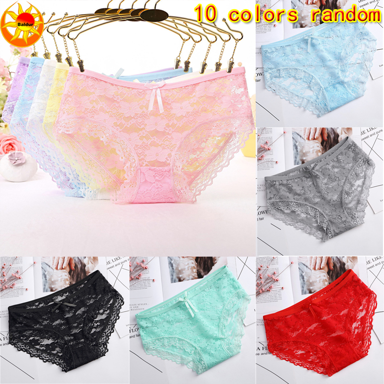 10 Pack Women’s lace underwear Ladies lingerie low waist panties solid color briefs underwear is close-fitting Multi-color random collocation non-refundable