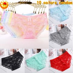 10 Pack Women’s Lace Underwear  Ladies Lingerie Low Waist panties Sexy Solid Color Briefs Underwear is close-fitting and non-refundable 10 pcs random colors waist 24.4 inch