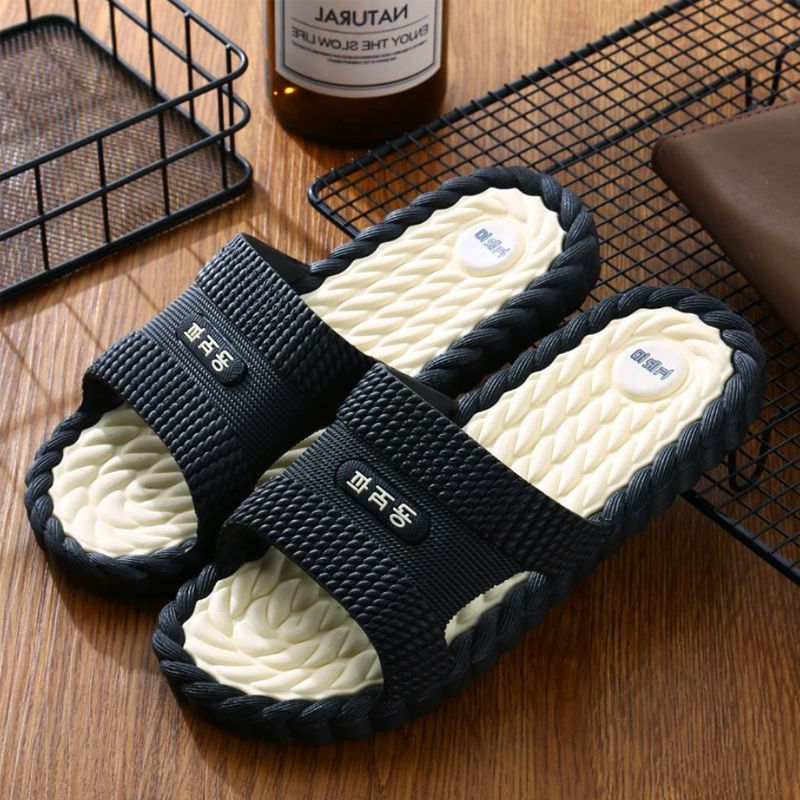 Men's shoes women's bathroom bath non-slip wear-resistant soft bottom slippers thick soled couple sandals  open shoes Buy one size bigger than usual soft slippers