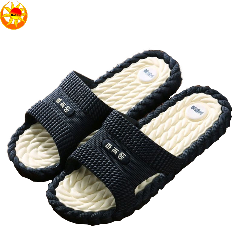 Men's shoes women's bathroom bath non-slip wear-resistant soft bottom slippers thick soled couple sandals  open shoes Buy one size bigger than usual soft slippers