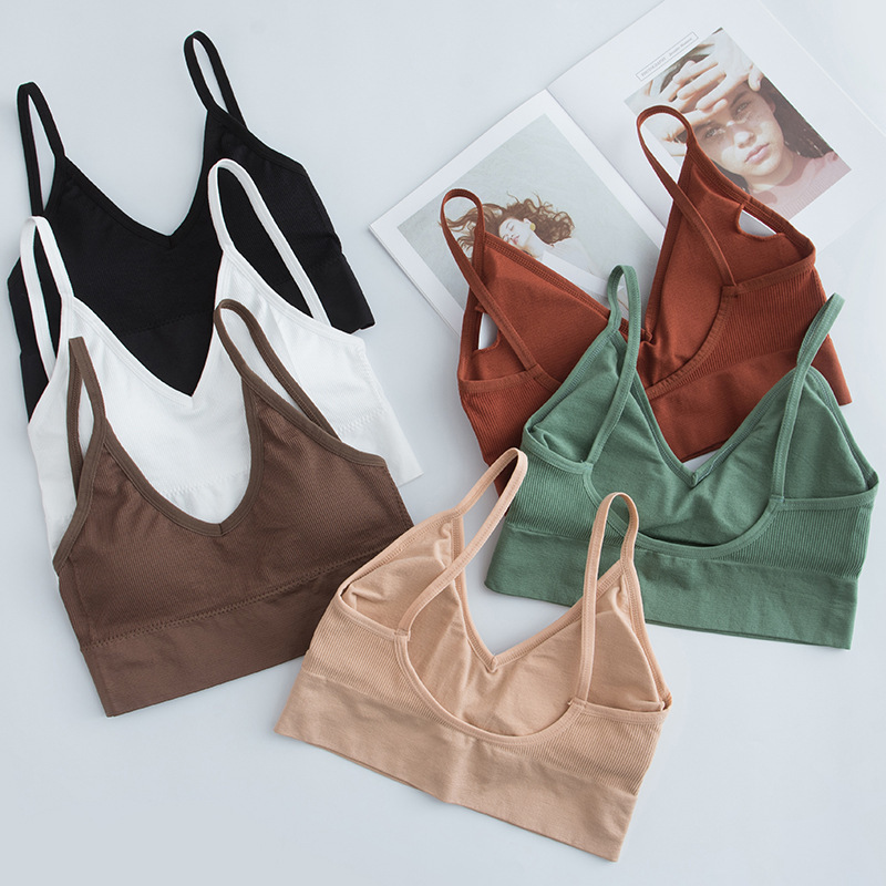 3PC  Women’s seamless wrapped chest rag chest ladies lingerie threaded Sports Bra girl no steel ring  hollowed out sling bra Chinese size please refer to the size table