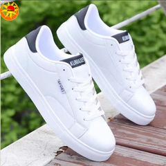 Men’s White Shoes women’s Breathable Rubber Low Upper Sport Shoes  casual Sneaker women’s  PU leather shoes boys Fashion Sneaker Classic lace-up sneakers strdent shoes White 44