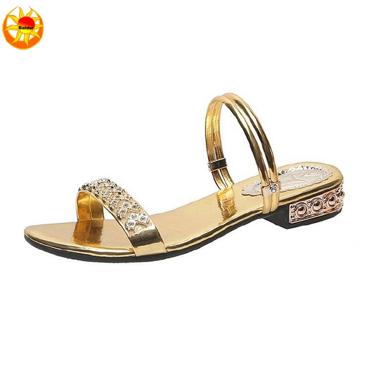 Baldur size 38-42 Women’s  golden sandals Two ways to wear open shoes low heel flat bottom shoes leisure slippers ladies daily shoes girls Sandals leisure shoe Classic