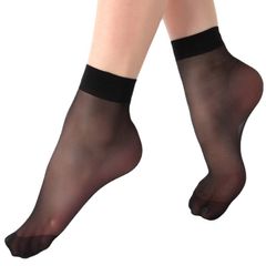 10 Pair Ladies crystal short silk stockings women's thin silk short tube transparent invisible socks 10 pairs of black one size