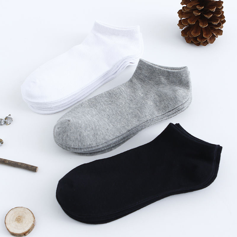 10 pairs men's socks boys' thin style short socks students boat socks invisible socks boat socks sports socks simple breathable solid color socks black, white and gray random mix