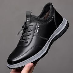 New Arrivals Men's artificial leather shoes Business casual shoes outdoor sports hiking shoes rubber sole comfort  fashion Oxfords shoes fashion sneaker 41 Black