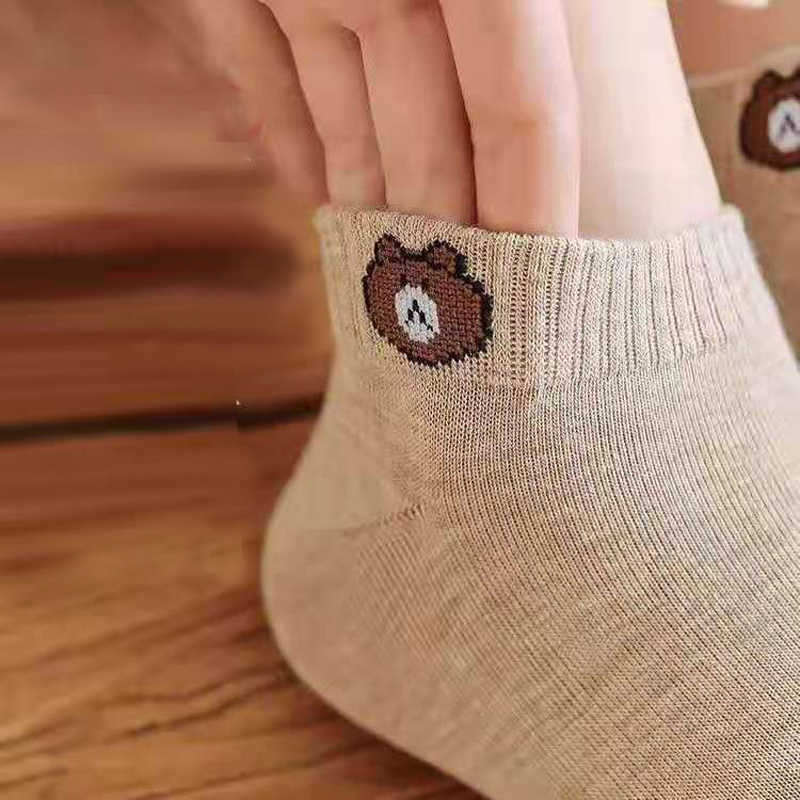 10 pairs Women's colorful socks Girls cute bear hosiery Students casual athletic socks ladies Breathable polyester socks  Comfort socks athletic socks