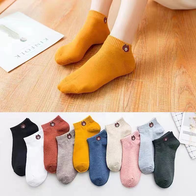 10 pairs Women's colorful socks Girls cute bear hosiery Students casual athletic socks ladies Breathable polyester socks  Comfort socks athletic socks