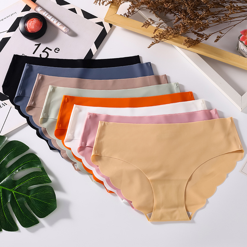 5PC colors random women's seamless ice silk panties quick drying underwear ladies cotton crotch comfy invisible briefs soft thin light briefs students lingerie