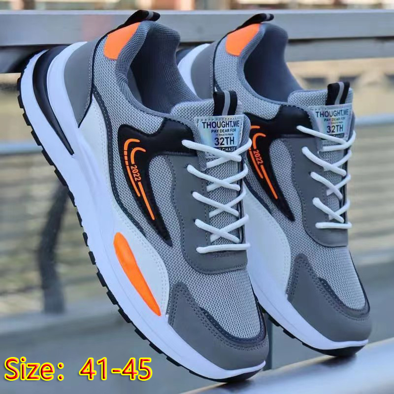 Size 41-45 Men's fashion sneakers mesh surface outdoor sports shoes Students comfortable  shoes Boys walking shoes hiking shoes running shoes Casual shoes 42,Gray