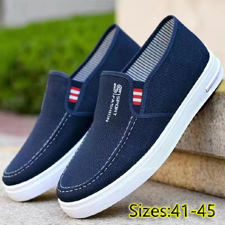 Baldur Size 41-45 men's canvas shoes  rubber sole non-slip sports shoes running shoes dad work shoes breathable cloth shoes boy's athletics shoe casual  blue shoes