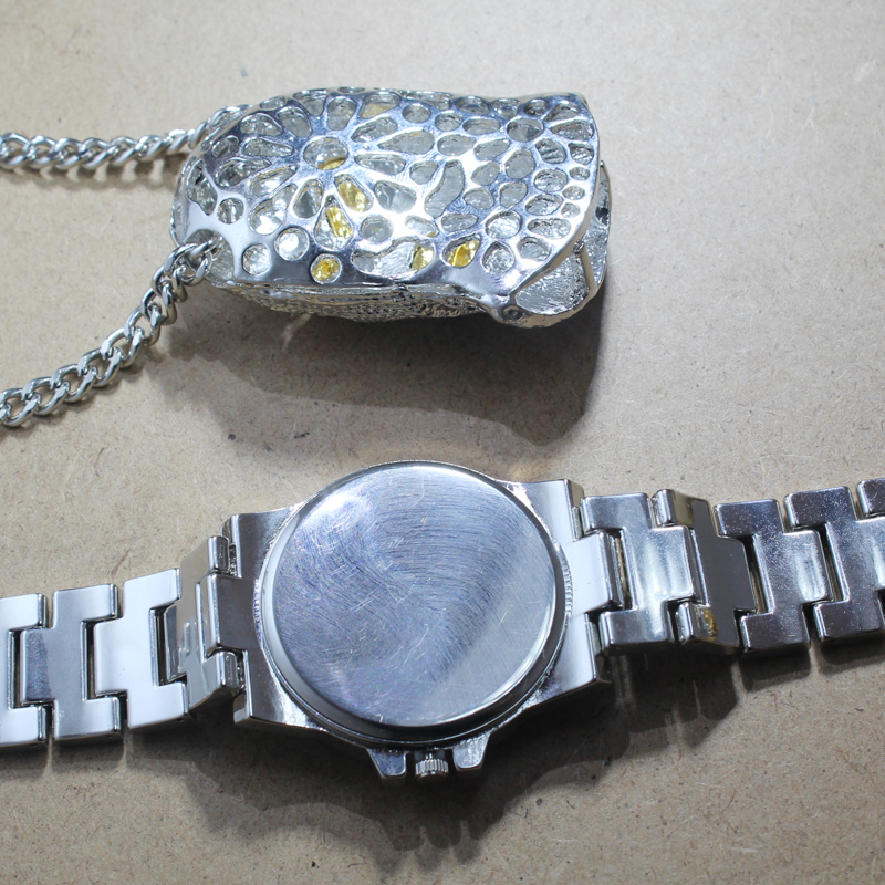 Men Hip Hop Iced Out Simulated CZ Zircon Watch Amp GoonSki Mask Pendant Necklace set